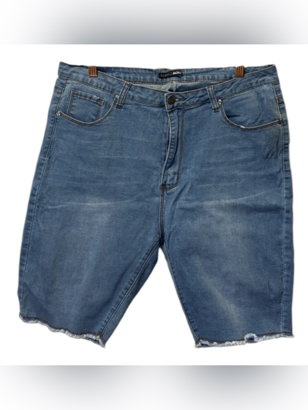 Fashion Nova Women's Distressed Denim Shorts - Blue
